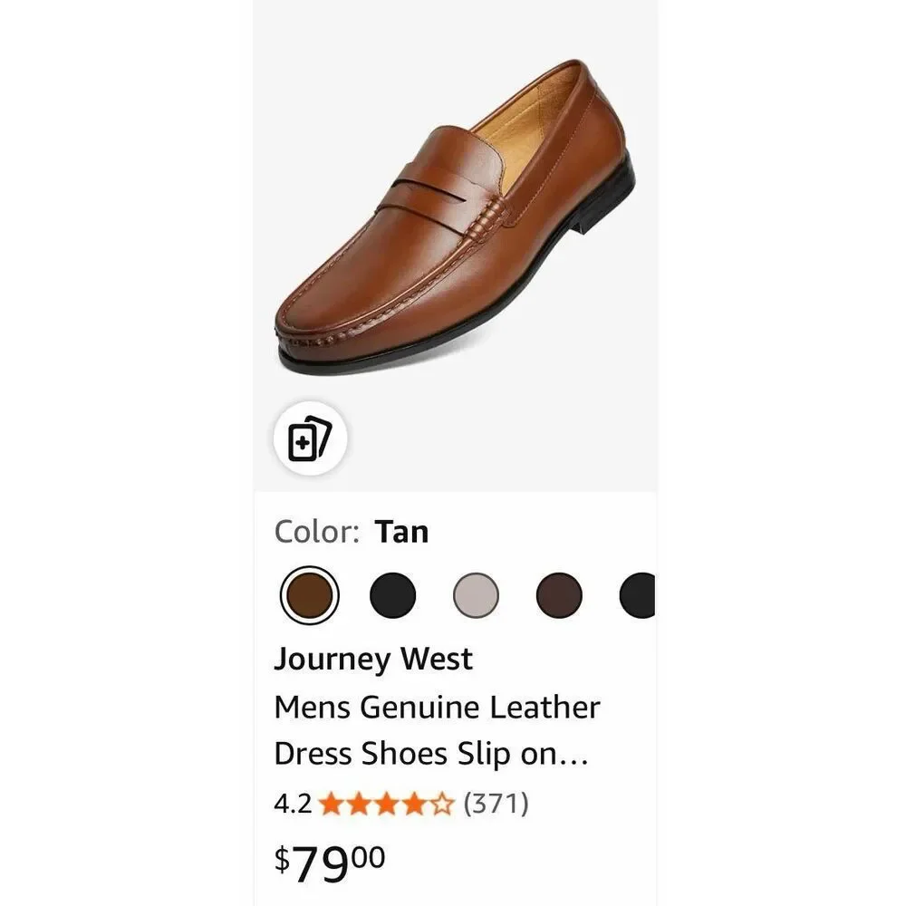 Journey West Mens Genuine Leather Dress Shoes Slip on Penny Loafers for Men 7.5